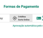 Nas opções de pagamento escolha Créditos Sorte Online.